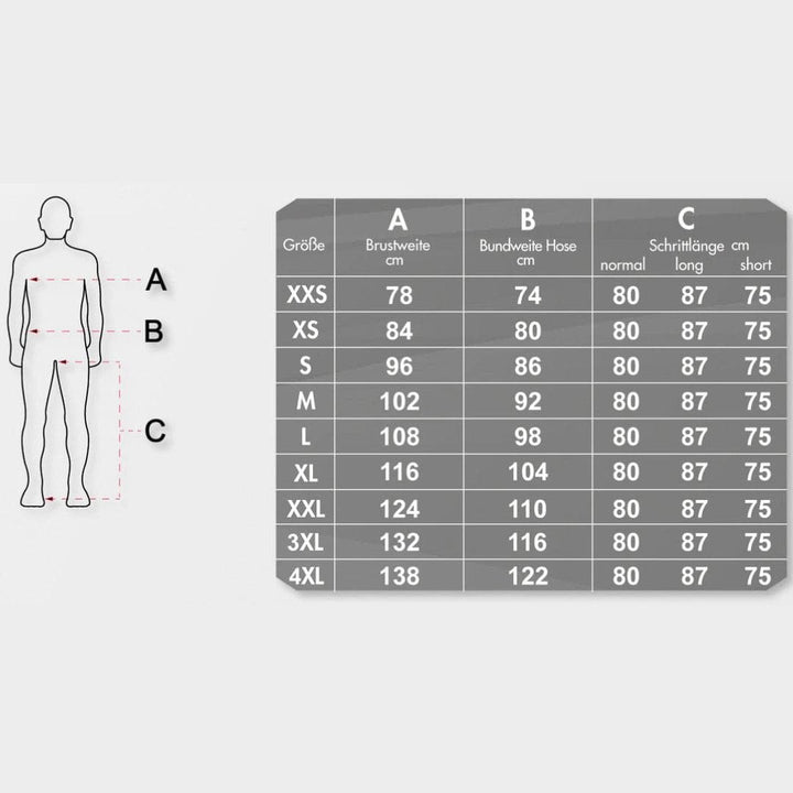 Größentabelle Arbeitshose StretchFlex Canfull von Pfanner